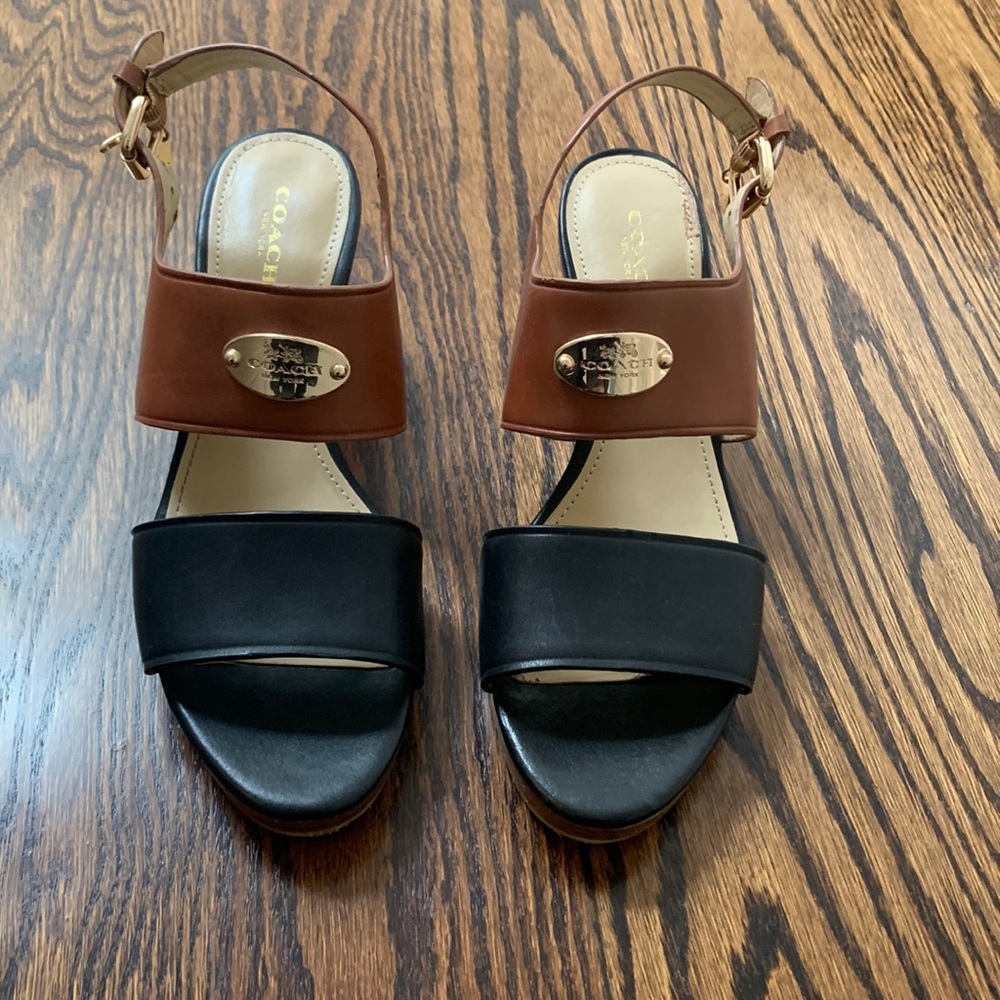 Coach Black and Brown Leather Sandals - Women's Size 6.5